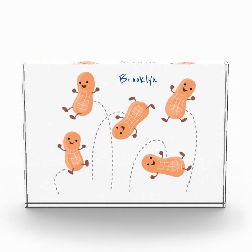 Cute happy jumping peanuts cartoon illustration photo block