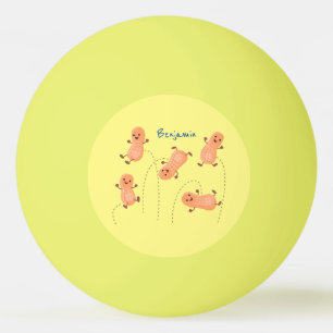 Cute happy jumping peanuts cartoon illustration ping pong ball