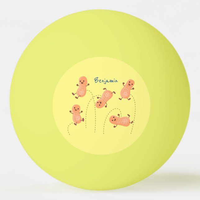 Cute happy jumping peanuts cartoon illustration ping pong ball (Front)