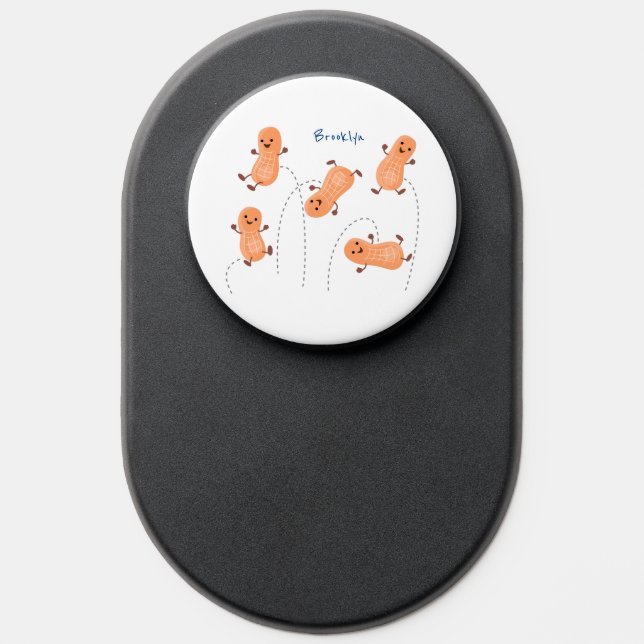 Cute happy jumping peanuts cartoon illustration PopSocket (Popsocket)