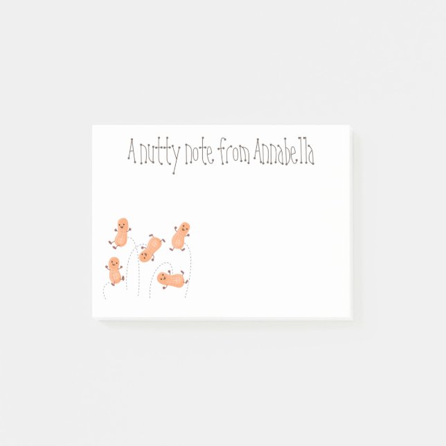 Cute happy jumping peanuts cartoon illustration post-it notes (Front)