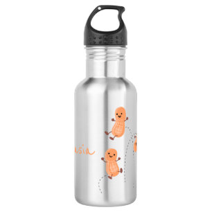 Cute happy jumping peanuts cartoon illustration stainless steel water bottle