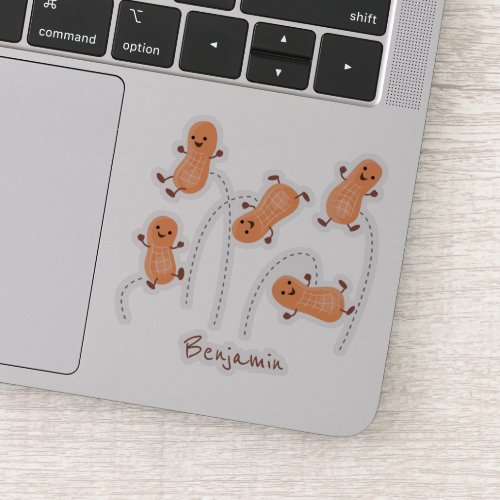 Cute happy jumping peanuts cartoon illustration sticker