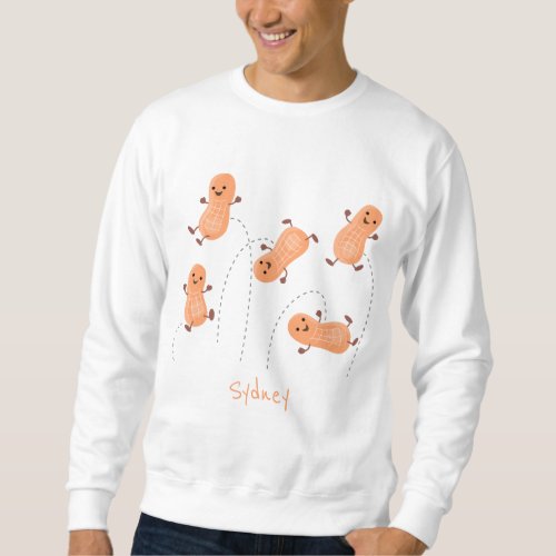 Cute happy jumping peanuts cartoon illustration sweatshirt