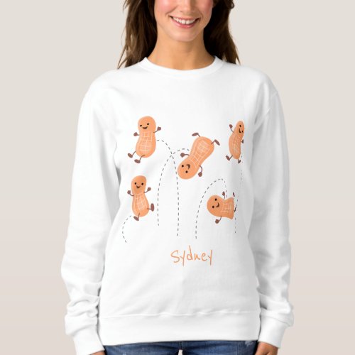 Cute happy jumping peanuts cartoon illustration sweatshirt