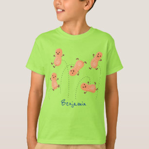 Cute happy jumping peanuts cartoon illustration T-Shirt
