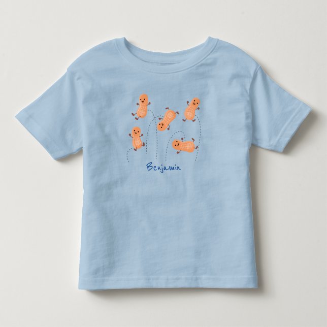 Cute happy jumping peanuts cartoon illustration toddler t-shirt (Front)