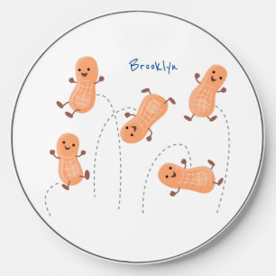 Cute happy jumping peanuts cartoon illustration wireless charger