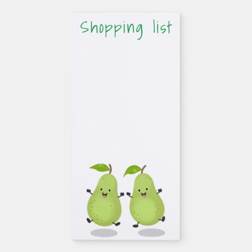 Cute happy jumping pears cartoon illustration magnetic notepad
