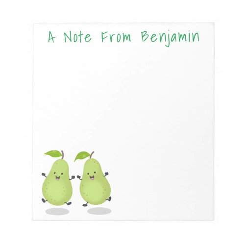 Cute happy jumping pears cartoon illustration notepad