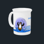 Cute happy jumping penguin cartoon illustration beverage pitcher<br><div class="desc">Our cute,  happy penguin is jumping for joy into the ocean. Cartoon fun from the arctic!</div>