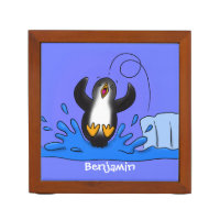 Cute happy jumping penguin cartoon illustration 