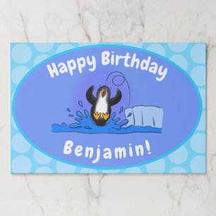 Cute happy jumping penguin cartoon illustration paper pad