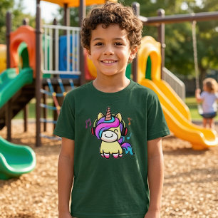 Cute Happy Kawaii Baby Unicorn with Headphones T-Shirt