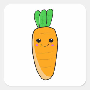 Cute Happy Kawaii Carrot Square Sticker