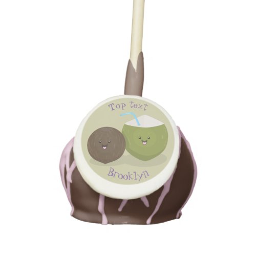 Cute happy kawaii coconuts cartoon illustration cake pops