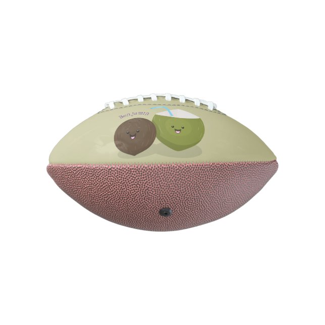Cute happy kawaii coconuts cartoon illustration football (Rotated 270)