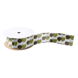 Cute happy kawaii coconuts cartoon illustration satin ribbon