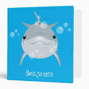 Cute happy kawaii dolphin cartoon 3 ring binder