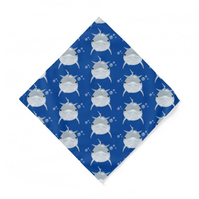 Cute happy kawaii dolphin cartoon  bandana (Front)