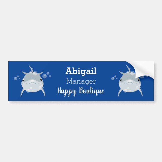 Cute happy kawaii dolphin cartoon bumper sticker (Front)