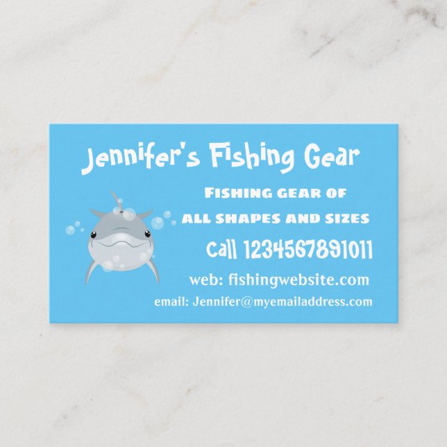 Cute happy kawaii dolphin cartoon business card (Front)