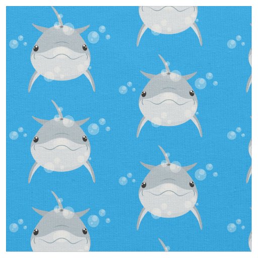 Cute happy kawaii dolphin cartoon fabric