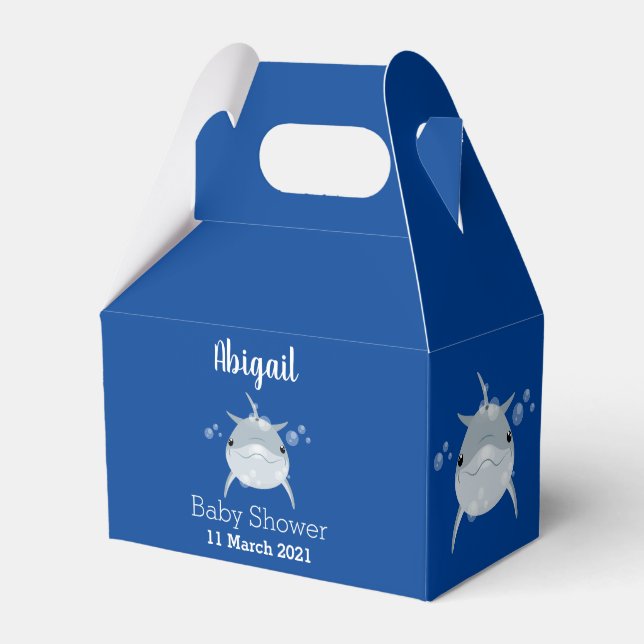 Cute happy kawaii dolphin cartoon  favor boxes (Front Side)