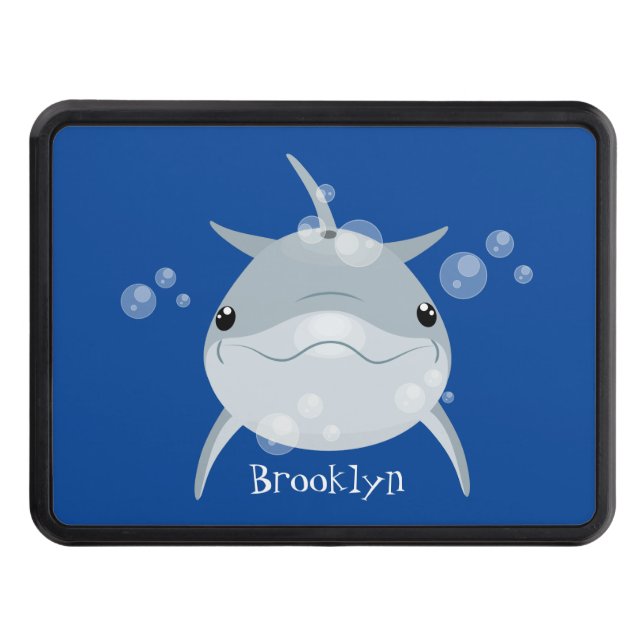 Cute happy kawaii dolphin cartoon hitch cover (Front)