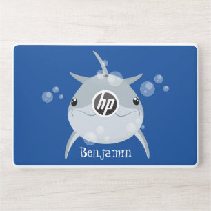 Cute happy kawaii dolphin cartoon HP laptop skin