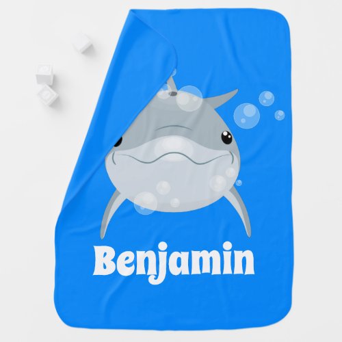 Cute happy kawaii dolphin cartoon illustration baby blanket