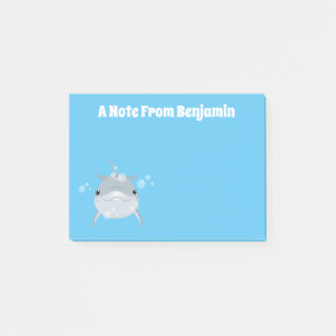 Cute happy kawaii dolphin cartoon illustration post-it notes