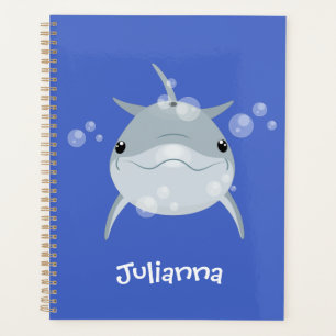 Cute happy kawaii dolphin cartoon planner