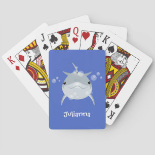 Cute happy kawaii dolphin cartoon poker cards