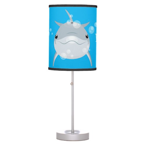 Cute happy kawaii dolphin cartoon table lamp