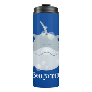 Cute happy kawaii dolphin cartoon thermal tumbler
