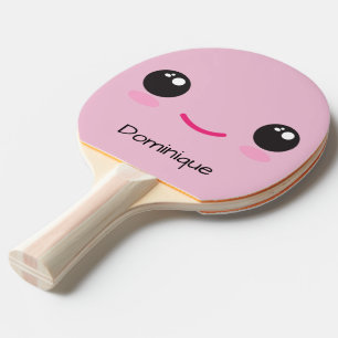 Cute Happy Kawaii Face - Customizable Name Ping Pong Paddle