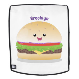 Cute happy kawaii hamburger cartoon backpack