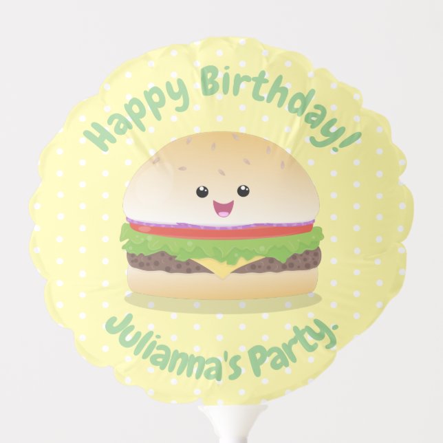 Cute happy kawaii hamburger cartoon balloon (Front)