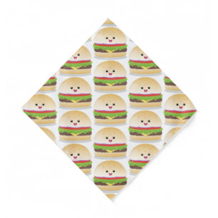 Cute happy kawaii hamburger cartoon bandana