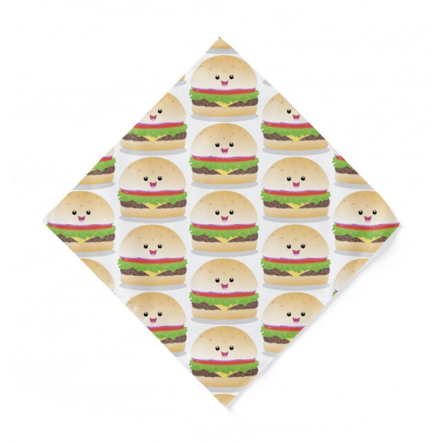 Cute happy kawaii hamburger cartoon bandana (Front)