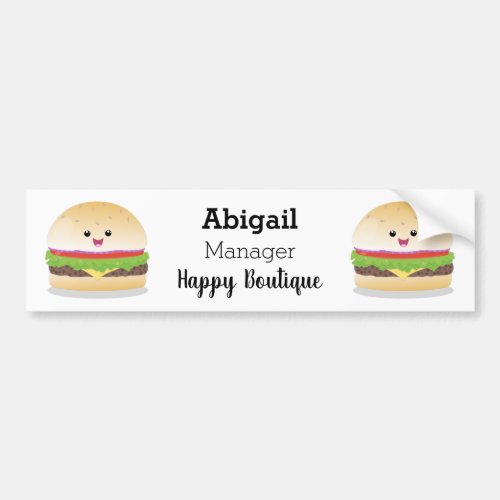 Cute happy kawaii hamburger cartoon bumper sticker
