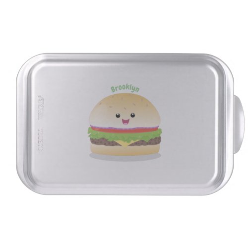 Cute happy kawaii hamburger cartoon cake pan