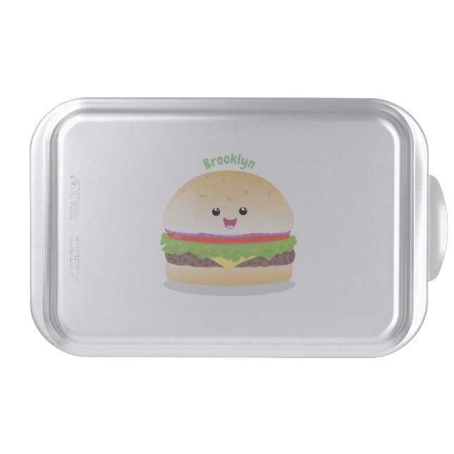 Cute happy kawaii hamburger cartoon cake pan (Front)
