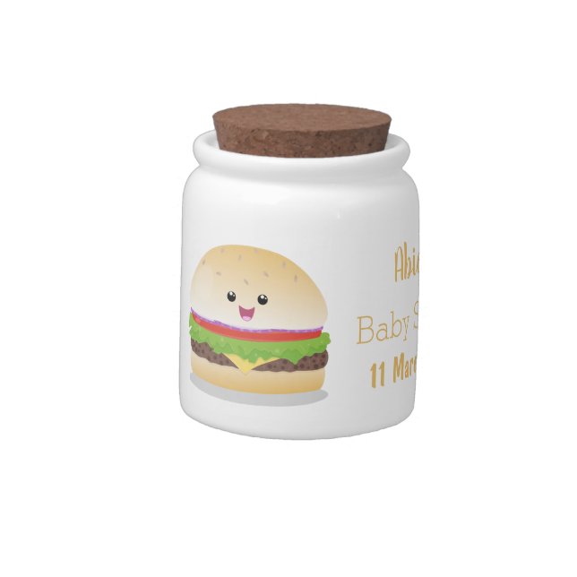 Cute happy kawaii hamburger cartoon candy jar (Left)