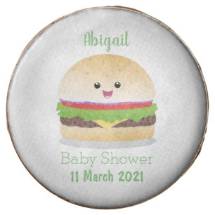 Cute happy kawaii hamburger cartoon chocolate covered oreo