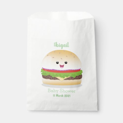 Cute happy kawaii hamburger cartoon favor bag