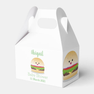 Cute happy kawaii hamburger cartoon favor boxes