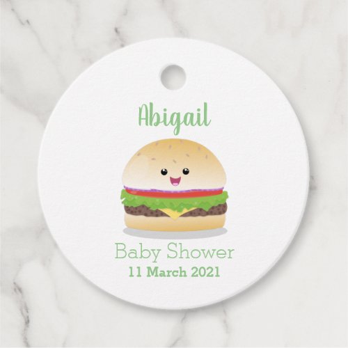 Cute happy kawaii hamburger cartoon  favor tags