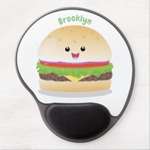 Cute happy kawaii hamburger cartoon gel mouse pad